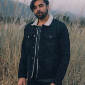 Black Denim Jacket with sherpa fur lining