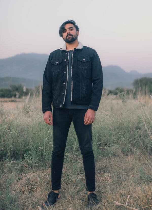 Black Denim Jacket with sherpa fur lining - Image 3